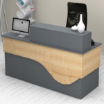 Γραφείο υποδοχής - reception Dustin Megapap χρώμα ανθρακί - φυσικό οξιάς 160x60x101,8εκ. - Image 3