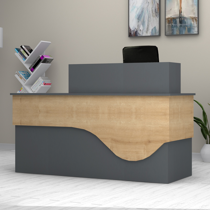 Γραφείο υποδοχής - reception Dustin Megapap χρώμα ανθρακί - φυσικό οξιάς 160x60x101 Γραφείο υποδοχής - reception Dustin Megapap χρώμα ανθρακί - φυσικό οξιάς 160x60x101