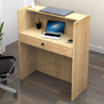 Γραφείο υποδοχής - reception Mezzo Megapap χρώμα φυσικό οξιάς - ανθρακί 90x40x110εκ. - Image 2