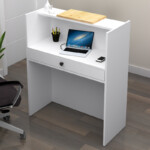 Γραφείο υποδοχής - reception Mezzo Megapap χρώμα λευκό - φυσικό οξιάς 90x40x110εκ. - Image 2