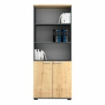 Βιβλιοθήκη γραφείου επαγγελματική Venturo Megapap χρώμα ανθρακί - φυσικό οξιάς 80x40x200εκ. - Image 3