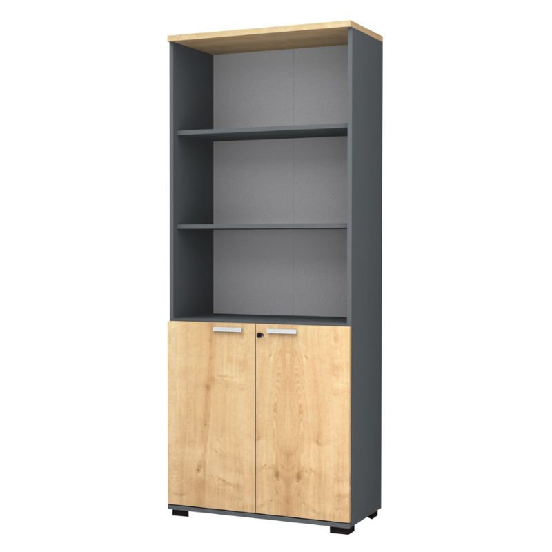 Βιβλιοθήκη γραφείου επαγγελματική Venturo Megapap χρώμα ανθρακί - φυσικό οξιάς 80x40x200εκ. Βιβλιοθήκη γραφείου επαγγελματική Venturo Megapap χρώμα ανθρακί - φυσικό οξιάς 80x40x200εκ.