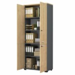 Ντουλάπα γραφείου επαγγελματική Venturo Megapap χρώμα ανθρακί - φυσικό οξιάς 80x40x200εκ. - Image 2