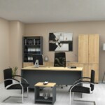 Ντουλάπα γραφείου επαγγελματική Venturo Megapap χρώμα ανθρακί - φυσικό οξιάς 80x40x200εκ. - Image 5