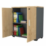 Ντουλάπι γραφείου επαγγελματικό Venturo Megapap χρώμα ανθρακί - φυσικό οξιάς 80x40x80εκ. - Image 2