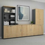 Ντουλάπι γραφείου επαγγελματικό Venturo Megapap χρώμα ανθρακί - φυσικό οξιάς 80x40x80εκ. - Image 6