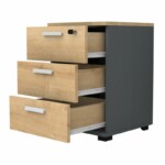 Συρταριέρα γραφείου επαγγελματική Venturo Megapap χρώμα ανθρακί - φυσικό οξιάς 39x40x57εκ. - Image 2