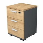 Συρταριέρα γραφείου επαγγελματική Venturo Megapap χρώμα ανθρακί - φυσικό οξιάς 39x40x57εκ.