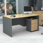 Συρταριέρα γραφείου επαγγελματική Venturo Megapap χρώμα ανθρακί - φυσικό οξιάς 39x40x57εκ. - Image 3