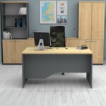 Γραφείο επαγγελματικό Venturo Megapap χρώμα ανθρακί - φυσικό οξιάς 150x80x75εκ. - Image 5