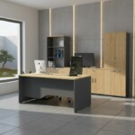 Γραφείο επαγγελματικό Venturo Megapap χρώμα ανθρακί - φυσικό οξιάς 180x80x75εκ. - Image 5