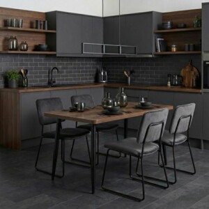 Τραπέζι Levico Megapap Mdf - μεταλλικό χρώμα καπνιστή καρυδιά 130x75x75εκ. - Image 2