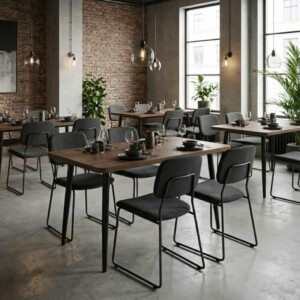 Τραπέζι Levico Megapap Mdf - μεταλλικό χρώμα καπνιστή καρυδιά 130x75x75εκ. - Image 3