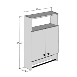 Ντουλάπι μπάνιου επιτοίχιο Ela Megapap χρώμα ανθρακί 60x15x87εκ. - Image 3