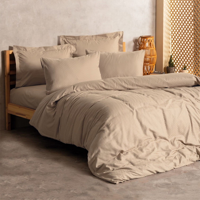 Σετ παπλωματοθήκη Plaid Cotton Box 3 τμχ Μονή (160x220) χρώμα mink Σετ παπλωματοθήκη Plaid Cotton Box 3 τμχ Μονή (160x220) χρώμα mink