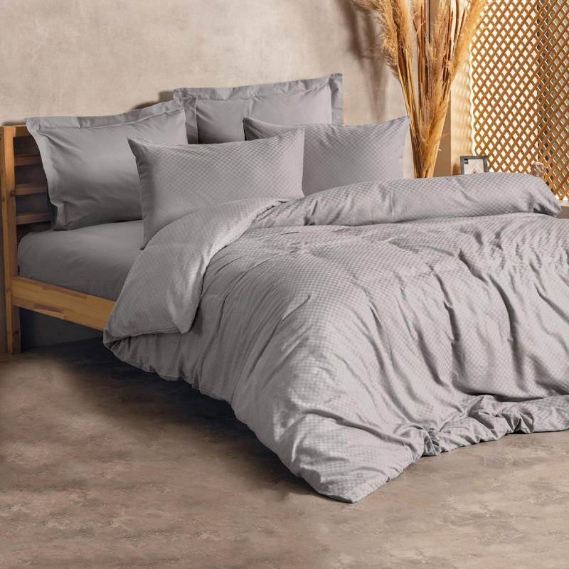 Σετ παπλωματοθήκη Plaid Cotton Box 4 τμχ Διπλή (200x220) χρώμα γκρι Σετ παπλωματοθήκη Plaid Cotton Box 4 τμχ Διπλή (200x220) χρώμα γκρι