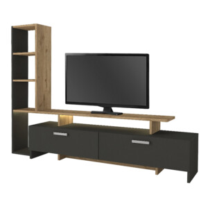 Σύνθεση τηλεόρασης Simal Megapap με LED χρώμα ανθρακί - sepet oak 168,2x31,3x120εκ. - Image 6