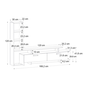 Σύνθεση τηλεόρασης Simal Megapap με LED χρώμα ανθρακί - sepet oak 168,2x31,3x120εκ. - Image 7