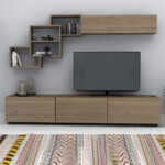 Σύνθεση τηλεόρασης Free Megapap χρώμα καρυδί 210x35x38εκ. - Image 3