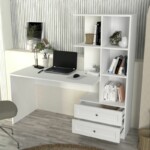 Γραφείο εργασίας Mantra Megapap χρώμα λευκό 150x60x152εκ. - Image 3