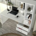 Γραφείο εργασίας Mantra Megapap χρώμα λευκό 150x60x152εκ. - Image 4