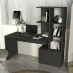 Γραφείο εργασίας Mantra Megapap χρώμα ανθρακί 150x60x152εκ. - Image 2