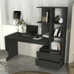 Γραφείο εργασίας Mantra Megapap χρώμα ανθρακί 150x60x152εκ. - Image 3