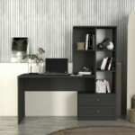 Γραφείο εργασίας Mantra Megapap χρώμα ανθρακί 150x60x152εκ. - Image 4