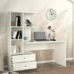 Γραφείο εργασίας Mantra Megapap χρώμα λευκό 150x60x152εκ. - Image 3