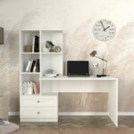 Γραφείο εργασίας Mantra Megapap χρώμα λευκό 150x60x152εκ. - Image 5