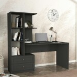 Γραφείο εργασίας Mantra Megapap χρώμα ανθρακί 150x60x152εκ. - Image 2