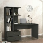 Γραφείο εργασίας Mantra Megapap χρώμα ανθρακί 150x60x152εκ. - Image 3