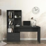 Γραφείο εργασίας Mantra Megapap χρώμα ανθρακί 150x60x152εκ. - Image 5