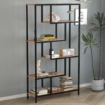 Βιβλιοθήκη Larissa Megapap χρώμα μαύρο - pine oak 90x30x159εκ. - Image 2