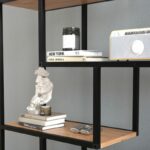 Βιβλιοθήκη Larissa Megapap χρώμα μαύρο - pine oak 90x30x159εκ. - Image 4