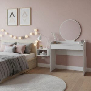 Τουαλέτα με καθρέπτη Curve Megapap χρώμα λευκό 90x47x142εκ. - Image 2