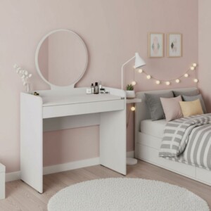 Τουαλέτα με καθρέπτη Curve Megapap χρώμα λευκό 90x47x142εκ.