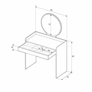 Τουαλέτα με καθρέπτη Curve Megapap χρώμα λευκό 90x47x142εκ. - Image 6