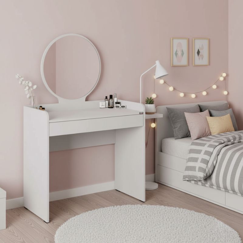 Τουαλέτα με καθρέπτη Curve Megapap χρώμα λευκό 90x47x142εκ. Τουαλέτα με καθρέπτη Curve Megapap χρώμα λευκό 90x47x142εκ.