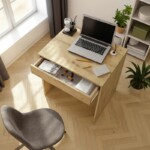 Γραφείο εργασίας Mida Megapap χρώμα sapphire oak 72x60x73,8εκ. - Image 5