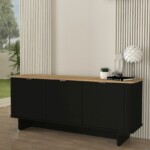 Μπουφές Bohema Megapap χρώμα μαύρο - sepet oak 180x47x76