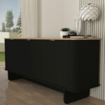 Μπουφές Bohema Megapap χρώμα μαύρο - sepet oak 180x47x76,6εκ. - Image 3