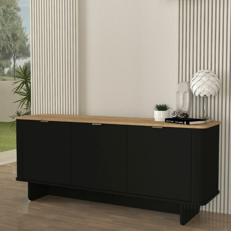 Μπουφές Bohema Megapap χρώμα μαύρο - sepet oak 180x47x76