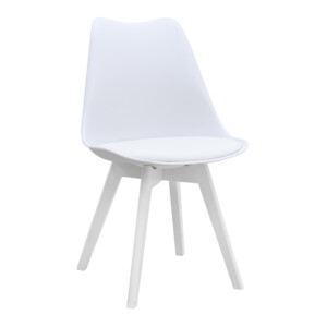 Καρέκλα τραπεζαρίας Viva Megapap PP - PU λευκό - ξύλινο λευκό πόδι 48