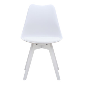 Καρέκλα τραπεζαρίας Viva Megapap PP - PU λευκό - ξύλινο λευκό πόδι 48,5x54x80εκ. - Image 5