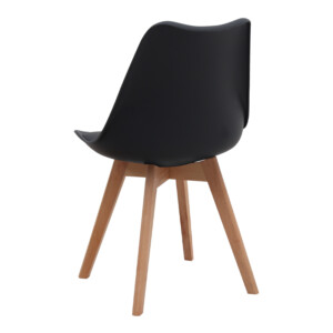 Καρέκλα τραπεζαρίας Viva Megapap PP - PU μαύρο - ξύλινο φυσικό πόδι 48,5x54x80εκ. - Image 4