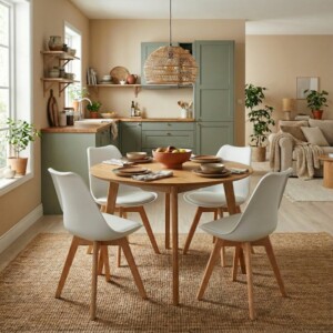 Καρέκλα τραπεζαρίας Viva Megapap PP - PU λευκό - ξύλινο φυσικό πόδι 48,5x54x80εκ. - Image 3