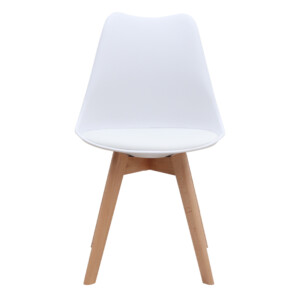 Καρέκλα τραπεζαρίας Viva Megapap PP - PU λευκό - ξύλινο φυσικό πόδι 48,5x54x80εκ. - Image 5