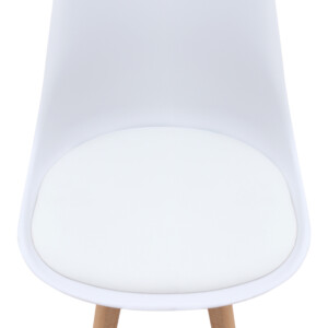 Καρέκλα τραπεζαρίας Viva Megapap PP - PU λευκό - ξύλινο φυσικό πόδι 48,5x54x80εκ. - Image 8