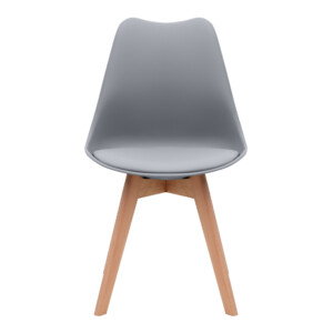 Καρέκλα τραπεζαρίας Viva Megapap PP - PU γκρι - ξύλινο φυσικό πόδι 48,5x54x80εκ. - Image 5